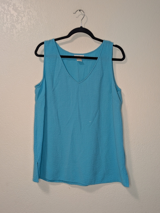 Soft Surroundings Tops - Soft Surroundings Aqua Blue V-Neck Textured Tank Top